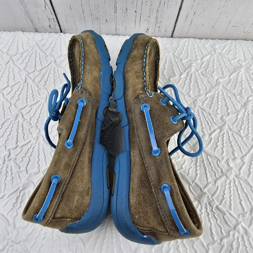 Twisted X Boat‎ 4.5M Driving Shoes Moc Bomber YDM0016 Brown Turquoise Leather